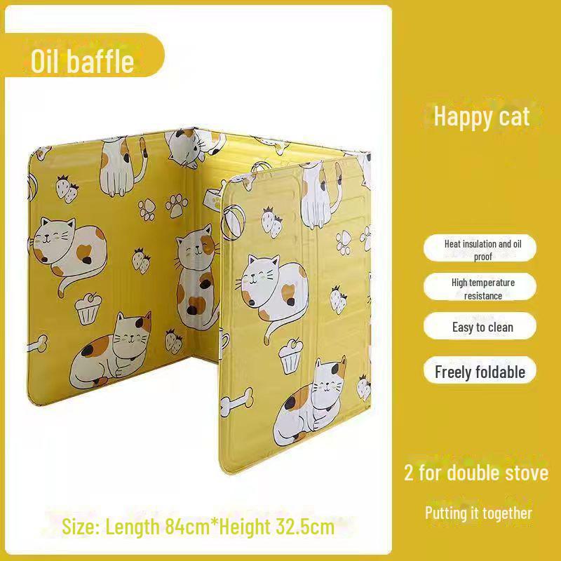 Neuer Küchenöl-Spritzschutz Aluminiumfolie Leitblech für Gasherd 32.5*84cm Happy Cat