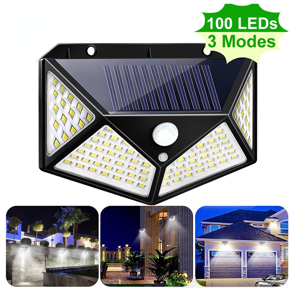 LED Solar Wand Lampe Alle Seiten Leuchtende Induktion Lampe Menschliches Wasserdichte Outdoor Hof Treppen Licht Garten Wand Lampe Dekor 100W schwarz