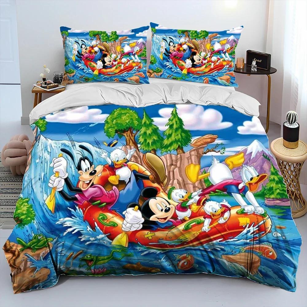 Mickey Maus Cartoon Donald Duck HD Bettdecke Bettwäsche Set Bettbezug Bett Set Steppdecke Bezug Kissenbezug Königin Bettwäsche Set Erwachsener Kind 150*200cm 3pcs