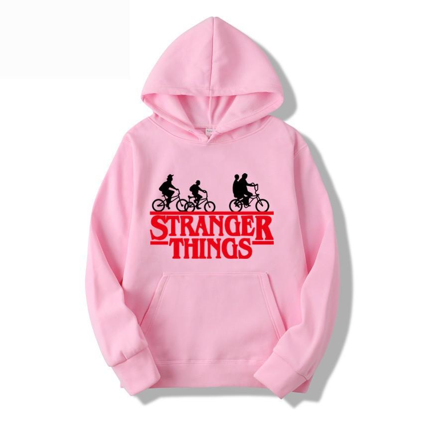 Stranger Things Herbst-Print Anime Hoodie Fleece Sweatshirt Kawaii Hoodies Jacke Jungen Pullover Y2k Sudadera Kinderkleidung Mädchen XXXL rosa
