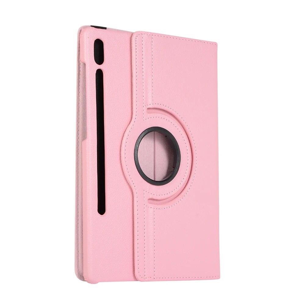 360 drehbare Tablet-Hülle für Samsung Galaxy Tab S7 FE S7 S8 S9 Plus 12,4 Zoll Flip Stand Cover für Samsung Tab S8 S9 Ultra A9 Plus Lederhülle Tab S9 Plus 12.4inch rosa