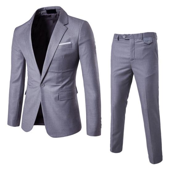 2 Teile/satz Männer Business Blazer Anzug Hosen Set Revers Langarm Single Button Taschen Anzug Mantel Slim Fit Lange Hosen arbeitskleidung 3XL dunkelgraue