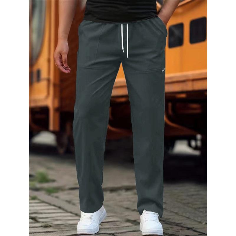 Gerade Jogginghose für Herren, lässige Taille mit Kordelzug, dünne Jogginghose für Frühling und Sommer XXL dunkelgraue