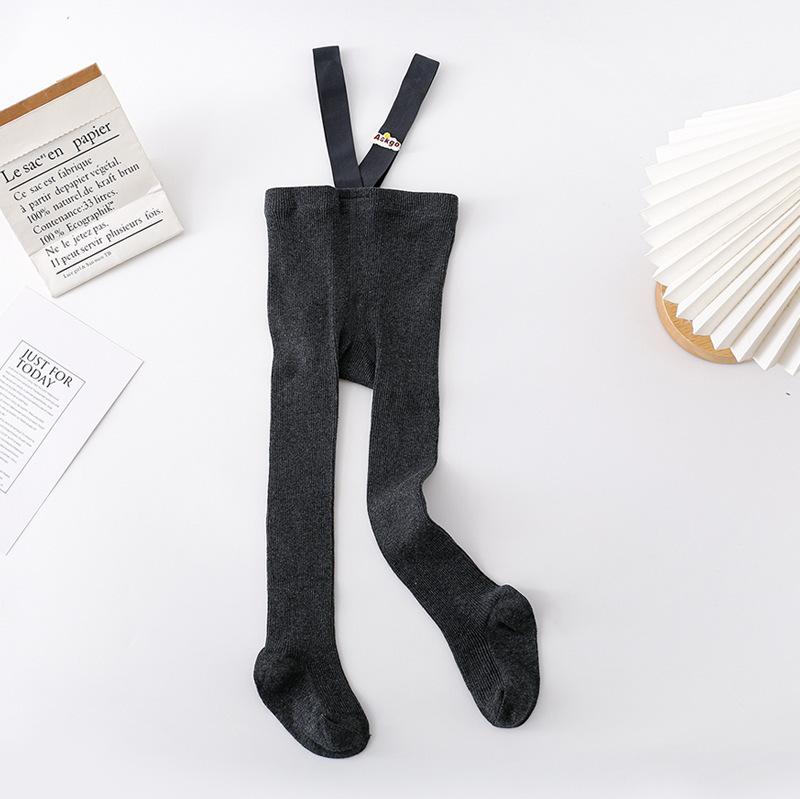 Herbst Baby Strumpfhosen mit Trägern Gestrickte Baumwolle Kleinkind Hosenträger Hosen Kinder Strumpfhosen Säugling Overalls für Mädchen Jungen Leggings M 1-3Y graue