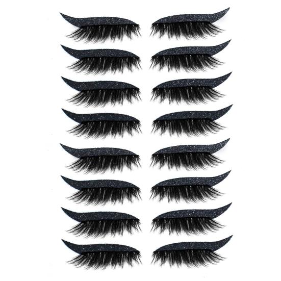 8 Paare Lidschatten-Wimpern-Patch für Faule Wasserdichter Glitzer-Lidschatten Wimpern Make-up schwarz