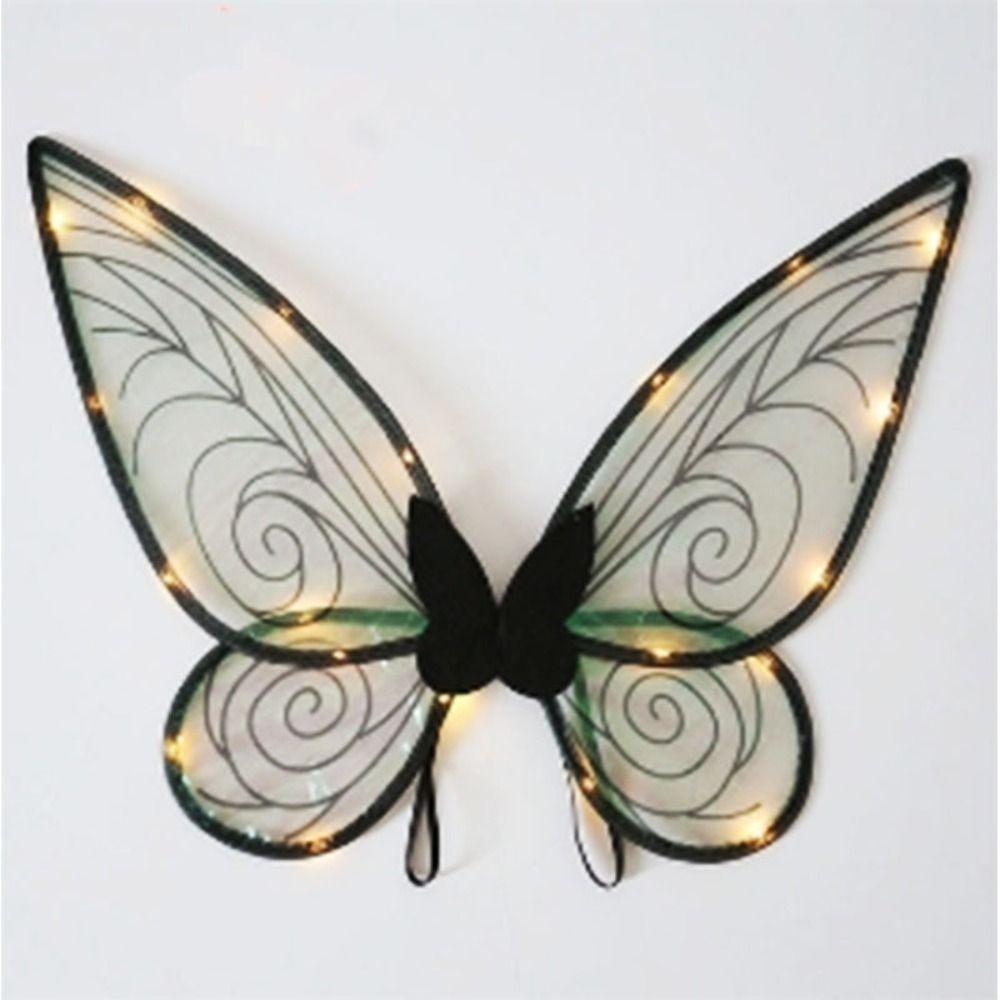 Cosplay Kostüm LED Leuchtende Feenflügel Schmetterlings-Feenflügel Prinzessin Engelsflügel Warm light gray