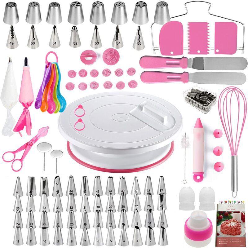 Kuchendekorationsset: 137-teiliger Drehteller, Tüllen & Backutensilien für Anfänger