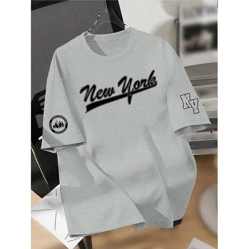 Neues Sommer-T-Shirt für Herrenmode Persönlichkeit Vielseitig bedrucktes Herren-T-Shirt Top XS grau