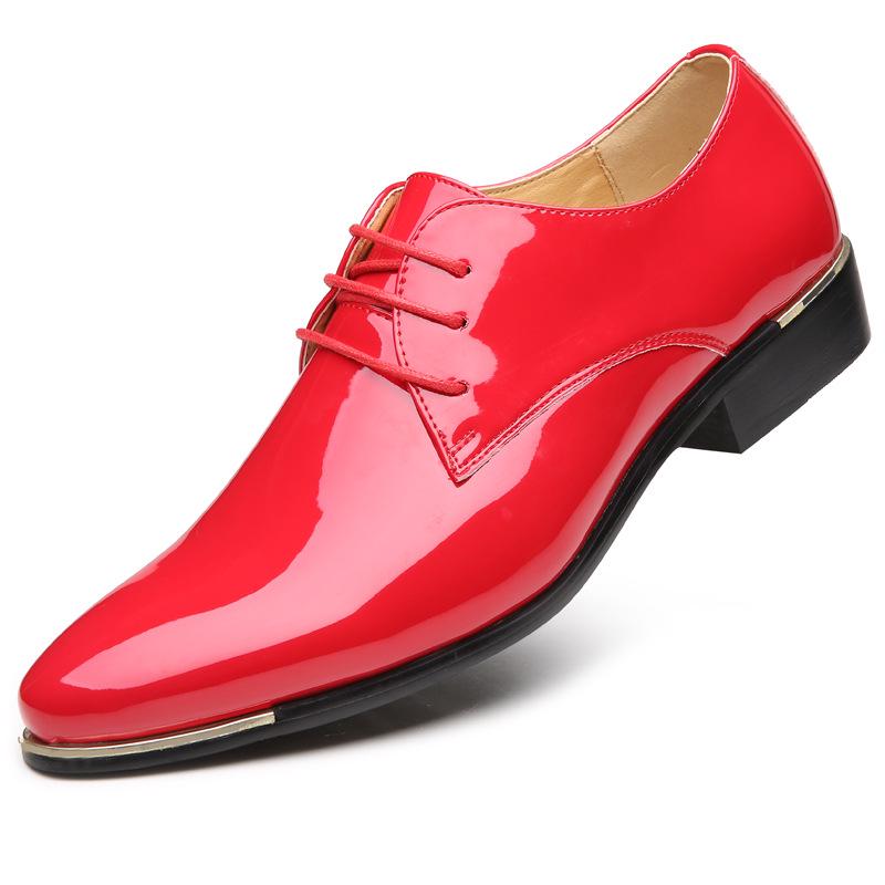 Herren Lederschuhe Lackleder Casual Business Schuhe Weiße formelle Lederschuhe Niedrige Absätze Herrenmode Business Lederschuhe 48 rot