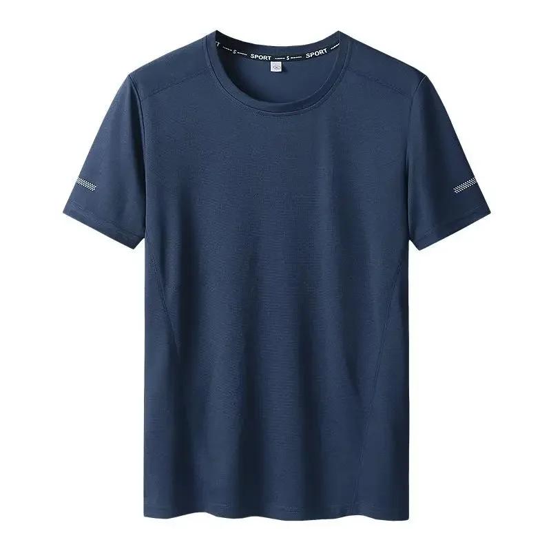 Sommer Herren T-Shirt Große Größe Schnelltrocknendes T-Shirt für Männer Rundhals Übergröße Kurzarm Übergroßes T-Shirt 9XL dunkelblaue