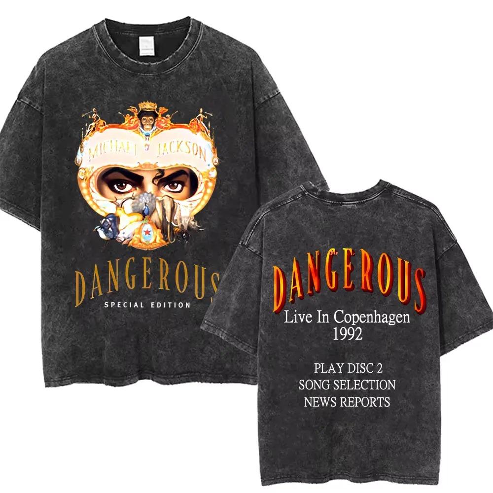 2026 Vintage Gewaschenes Michael Jackson King of Pop T-Shirt Herren Damen Retro Gothic Rock T-Shirts Herren Punk Übergroße T-Shirts Streetwear L weiß