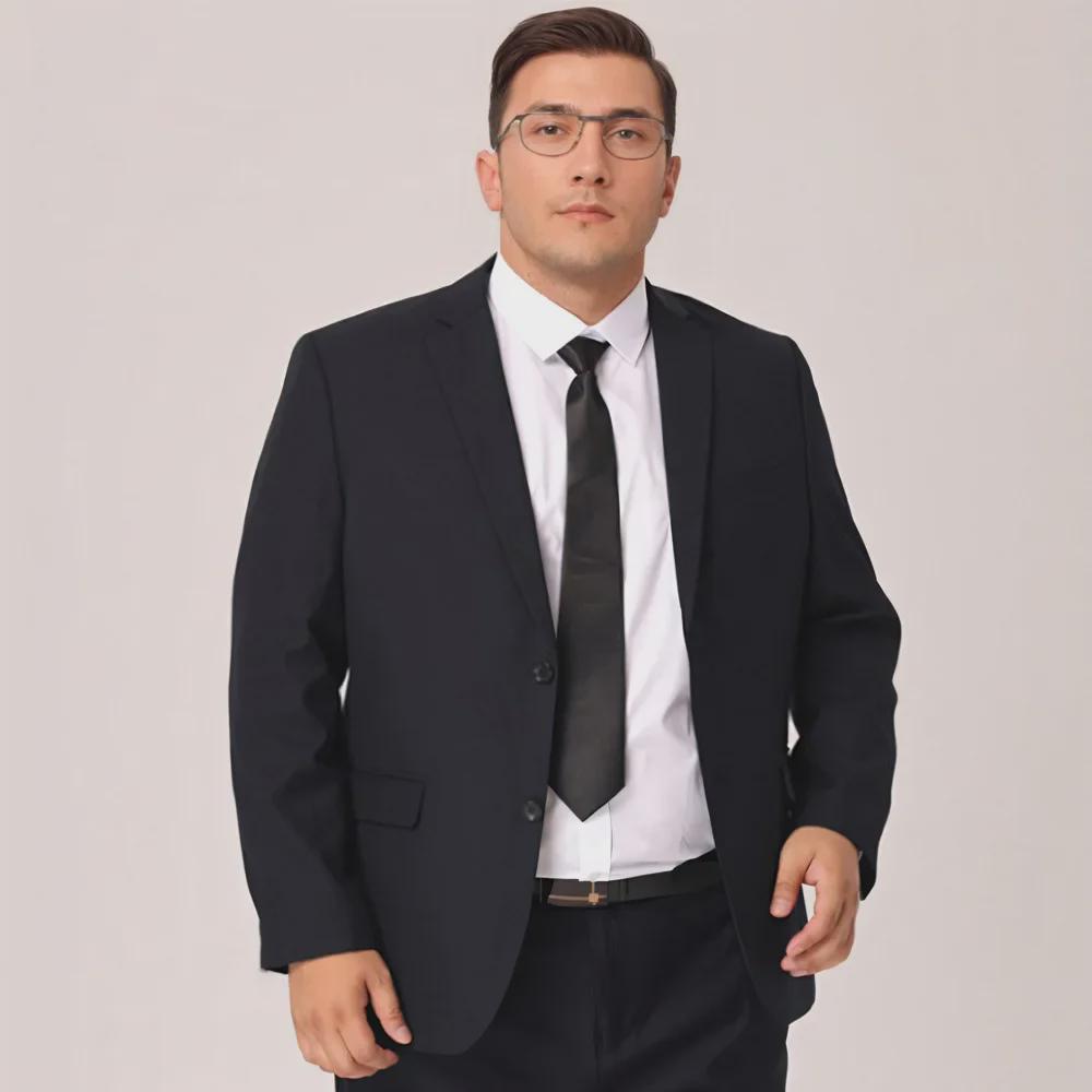 Herren Übergröße Schwarzer Anzug: Geschäftlich, Formell, Freizeitlich oder Hochzeitskleidung XL (120-140 kg)