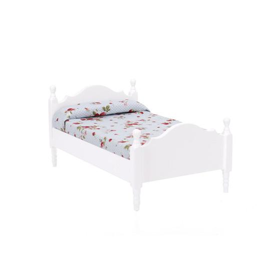 Holzwaage 1:12 Exquisite Puppenhaus Mini Einzelbett Deko weiß