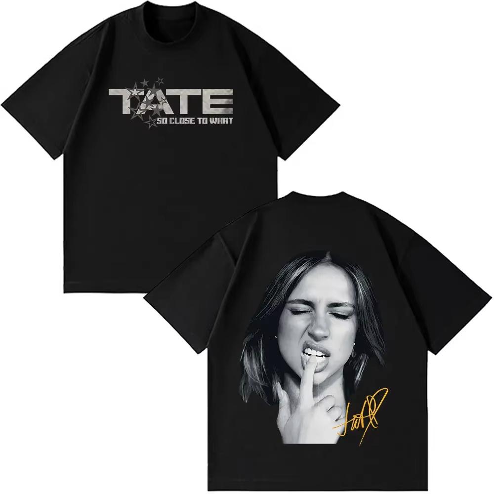 2026 Sängerin Tate Mcrae T8 Musik T-Shirts Herren Damen Vintage T-Shirt Sommer Baumwolle Kurzarm T-Shirts Neue Grafik T-Shirts M