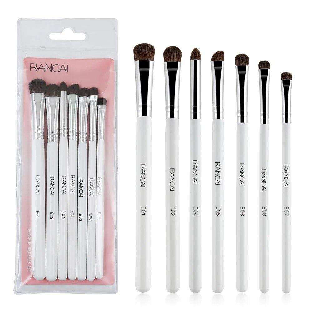 7-teiliges Lidschatten-Make-up-Pinsel-Set, natürliches Pferdehaar, Kosmetikpinsel, Blending-Wisch-Shader-Pinsel, Make-up-Werkzeug weiß