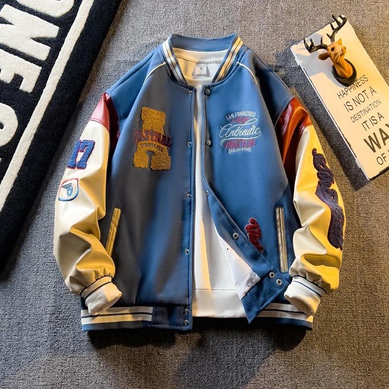 Baseballjacke Herrenmode Baseballtrikot Lässige Langarmjacke Mäntel Mode Lockerer Herrenmantel Mit Kapuze Baseballtrikot L blau