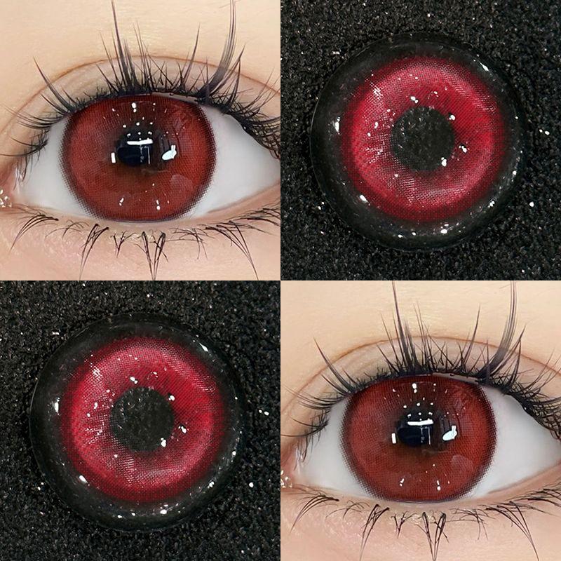 Mill Creek Halloween-Kontaktlinsen in Rot mit Qualität, 2 Stück, 14,5 mm, Halloween-Vampir-Anime-Naturkosmetik-Kontaktlinsen für Augen, Cosplay-Kontaktlinsen 0 karmin rot