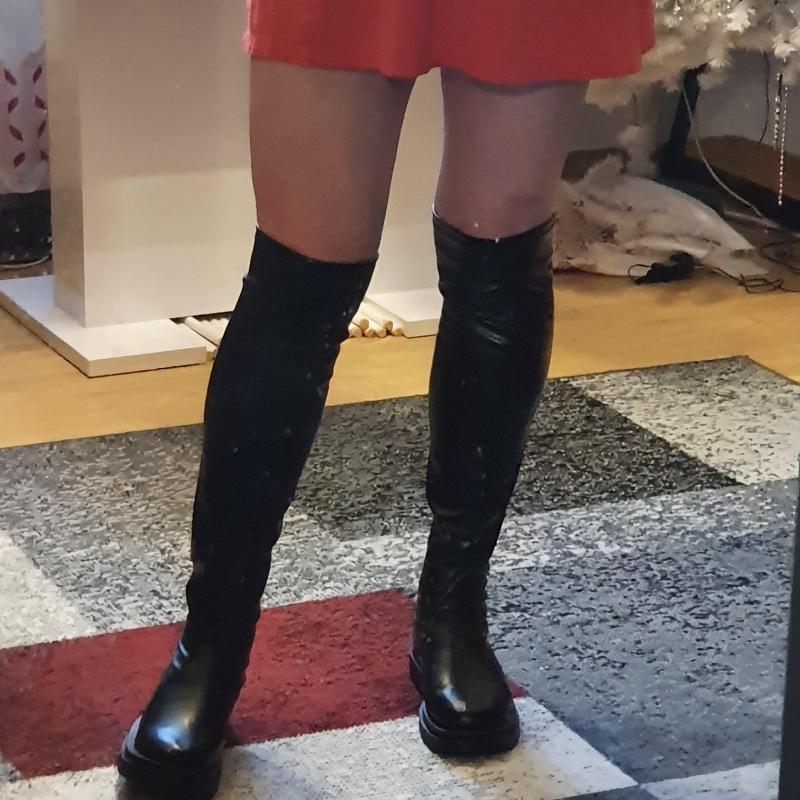 2022 Outwear Neue Frau Stiefel Mode Lange Stiefel Mode Winter Damen Oberschenkel Hohe Stiefel Chunky Heels Über Das Knie Stiefel frauen Schuhe Weibliche 41 schwarz