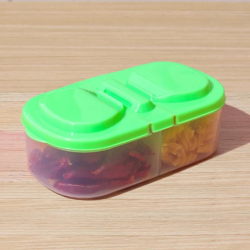 2-Gitter Getreideversiegelungsglas Küche Obst- und Gemüsekonservierungs-Aufbewahrungsbox Lebensmittel Gewürze Versiegelte Plastikbox Reise-Lunchboxen