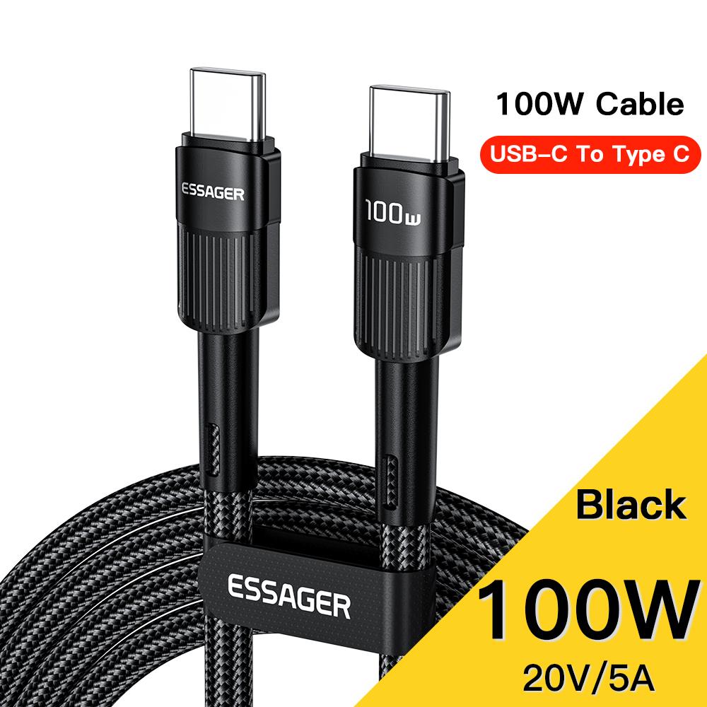Essager 100 W USB Typ C auf USB C Kabel USB-C PD Schnellladegerät Kabel für MacBook Samsung Xiaomi Typ C USBC Kabel 3 m 0.5m schwarz