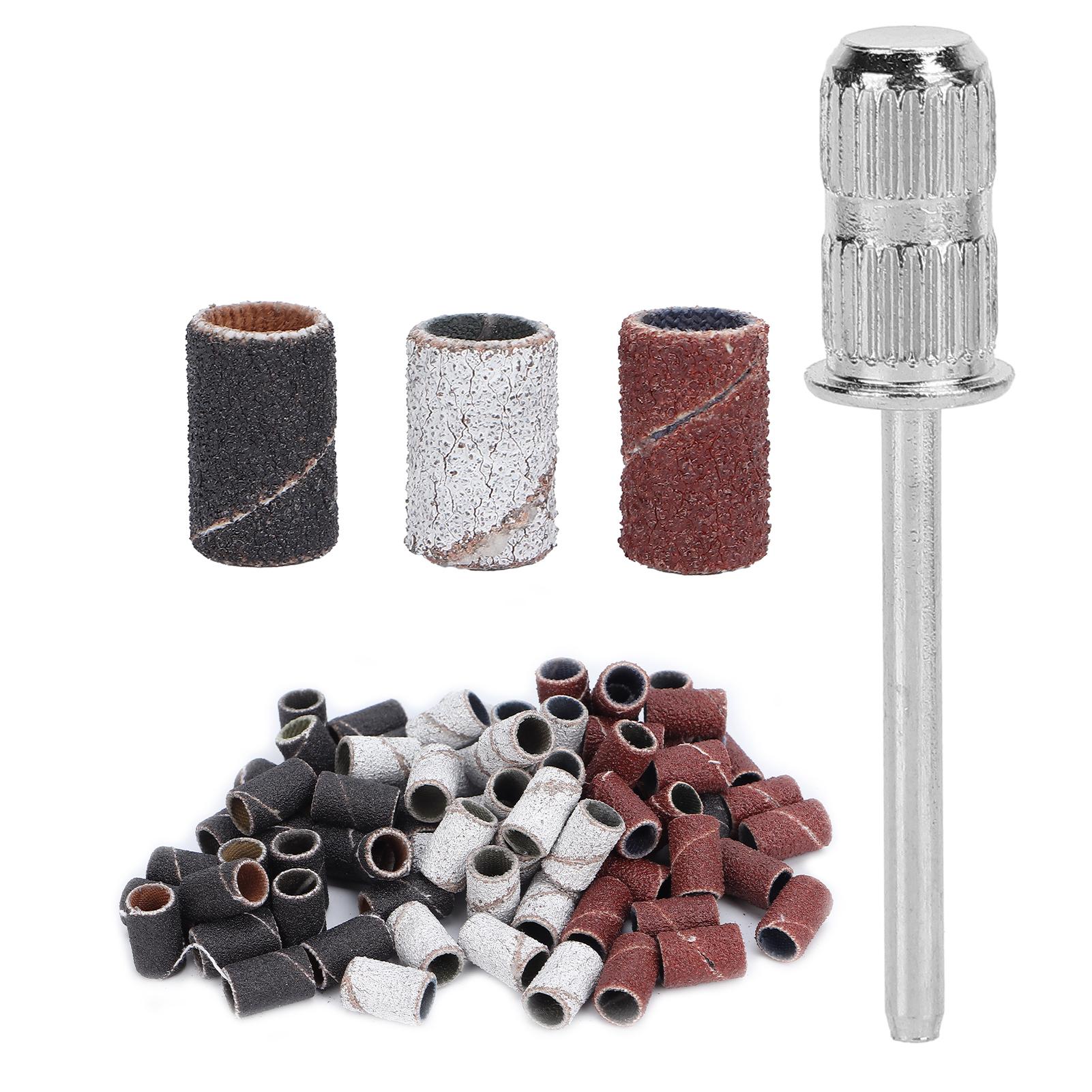 75 Stück Nagelschleifbänder Set Schaft Aufbewahrungsbox 80# 120# 180# Körnung für Nagelfräser