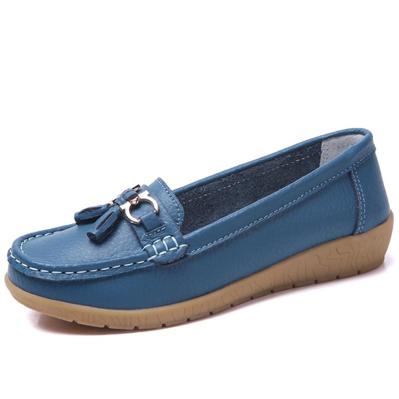 Damenschuhe Krankenschwester Slipper Schuhe Klassiker Ballerinas Zapatos Mujer Bequeme flache Schuhe Damen Weiß Lässig Leder Damenschuhe 35