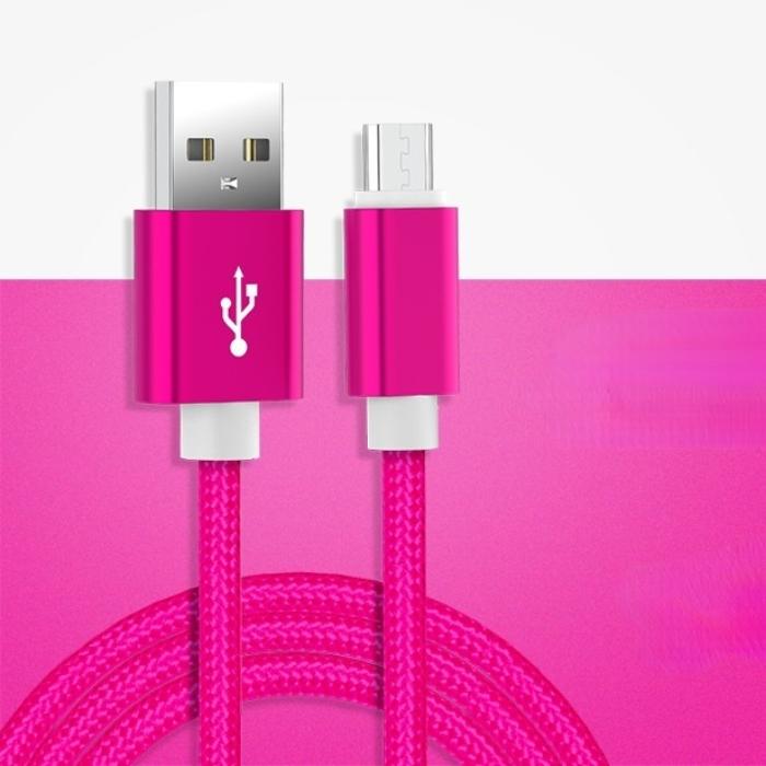 Extra langes, 3 m langes, geflochtenes USB-Ladekabel aus Nylon für iPhone, Typ C und Micro-USB, langlebig und schnell aufladbar 1.5m for Type-C rosa
