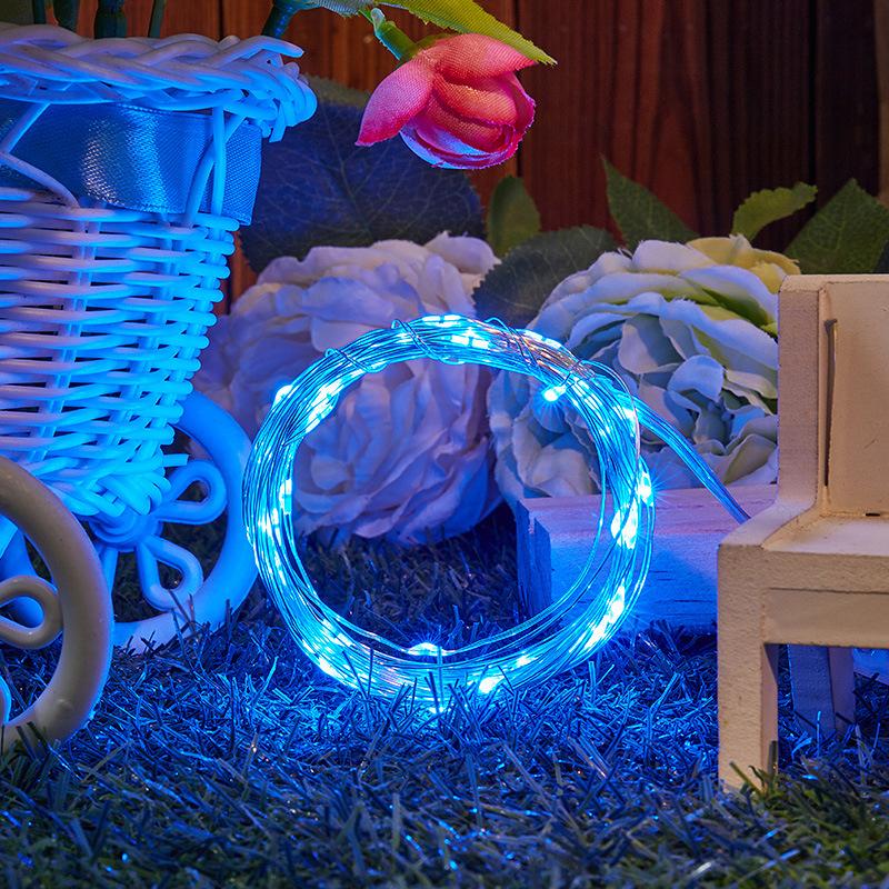 Batteriebetriebene Weihnachtshochzeits-Party-Dekoration, Girlande, Party-Dekoration für drinnen und draußen, Lichterkette mit Batteriefach, LED, 3 x AA 10M blau