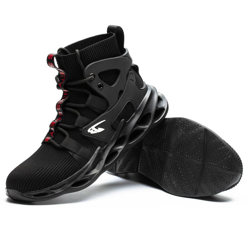 Leichte Sicherheitsschuhe für Männer, atmungsaktive Arbeitsschuhe für Männer, stich- und bruchfeste Sneaker-Sicherheitsstiefel mit Stahlkappe, modische Arbeitsschuhe 42 schwarz