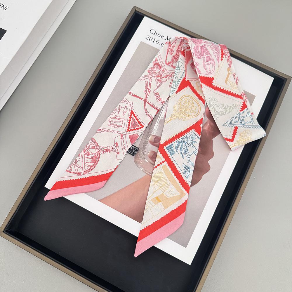 Damen Koreanischer Stil Twillband Wickeltasche und Schal Halstuch 90*5cm rot