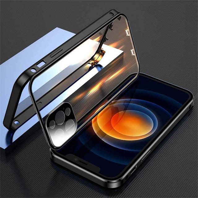 360 Rundumschutz Metall Magnetische doppelseitige Glashülle für IPhone 14 12 11 Pro 13 Max Plus Objektiv Kameraschutzabdeckung For iPhone14