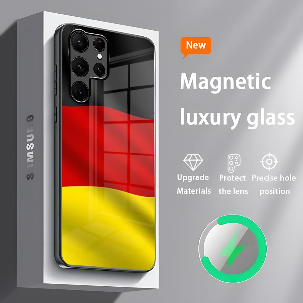 Deutsche Flagge Handyhülle S24 Ultra Hüllen Celulares Für Samsung S24 S23 S22 S21 S20 Plus Ultra Note20 Glas Magnetische Handyhülle Samsung S24 Plus