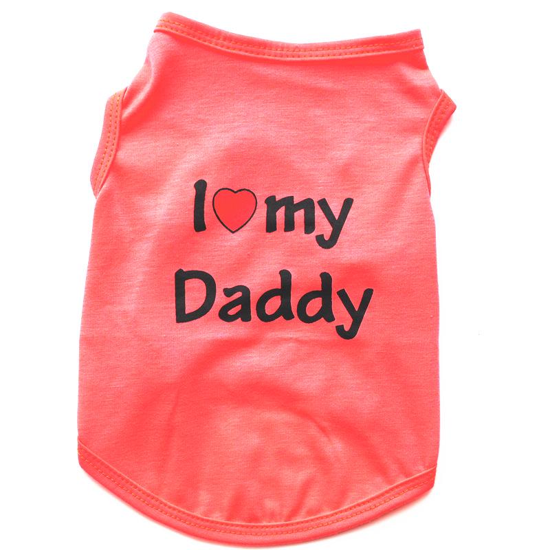 Sommer Hundeweste Hemd Kleidung Mantel Haustier Katze Welpe Baumwollwesten I LOVE MY DADDY MOMMY Kleidung für Hunde Kostüme S