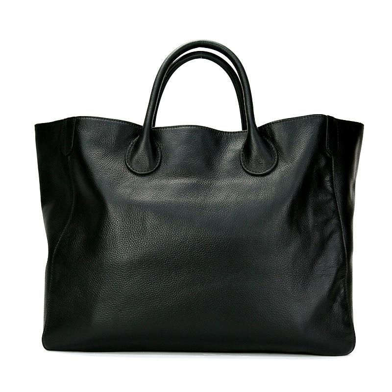Übergroße Tote Bag aus echtem Leder für Damen Handtaschen und Geldbörsen Große Shopper-Tasche Weibliche Reisehandtasche black