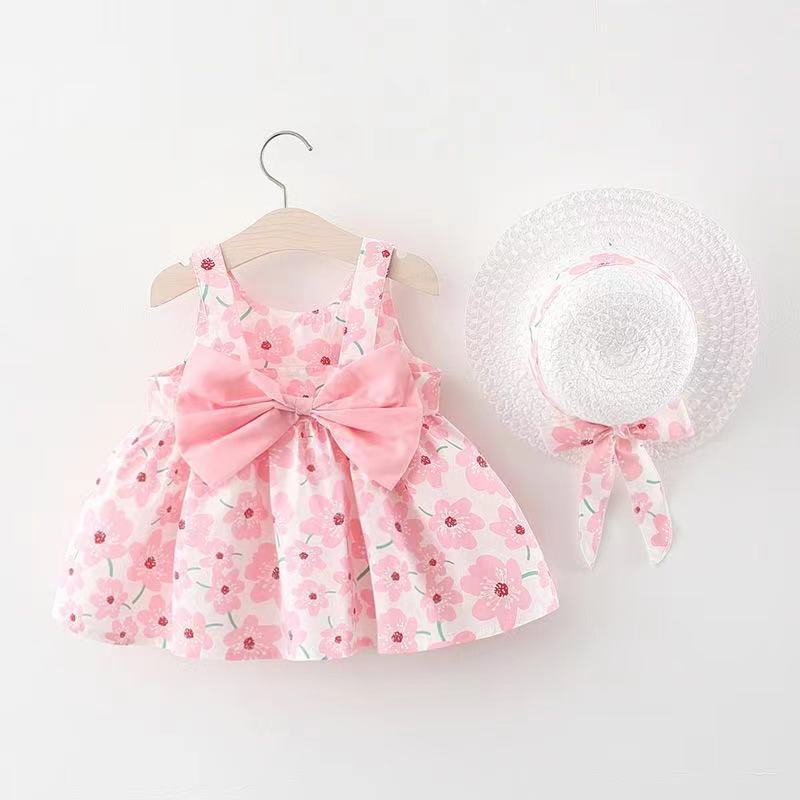 37 farben Sommer Kleidung Baby Mädchen Strand Kleider Lässige Mode Druck Nette Schleife Blume Prinzessin Kleid Neugeborenen Kleidung Set 24-48m