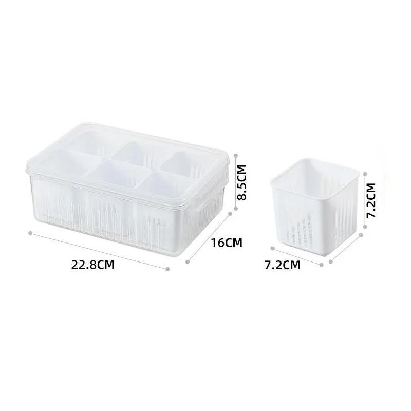 Kühlschrank-Aufbewahrungsbox, 4/6-Gitter, Lebensmittel, Gemüse, Obst, Aufbewahrungsbox, Kühlschrank-Organizer, Abflusskorb, Fleisch, Zwiebeln, Ingwer, klarer Crisper white
