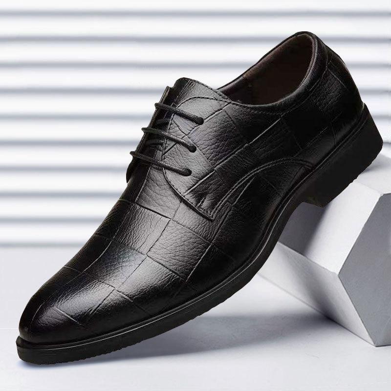 Lederschuhe Herren Business Formal Trauzeugen Große Größen Schuhe Hundert Casual Hochzeitsschuhe Bequeme Arbeitsschuhe mit weicher Sohle 43 schwarz