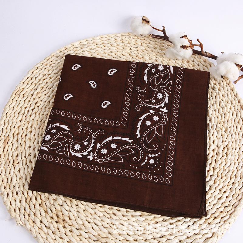 Neue Mode Hip Hop Baumwolle Bandana Square Schal Schwarz Rot Stirnband Gedruckt für Jungen/Mädchen kaffeebraun