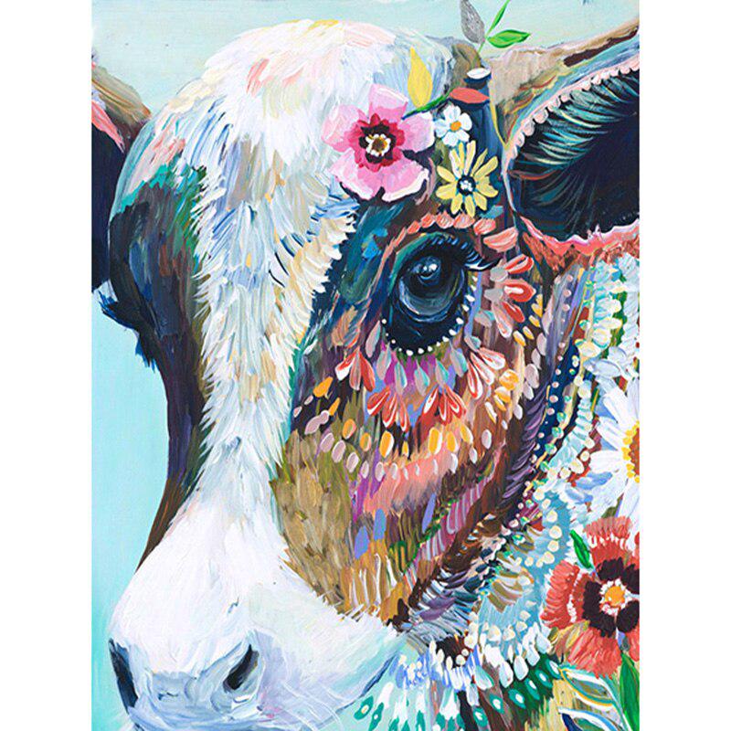 Diamant-Stickerei, Diamant-Malerei, Kreuzstich, Diamant, unvollendeter Diamant, bunter Kuhkopf 20X30CM