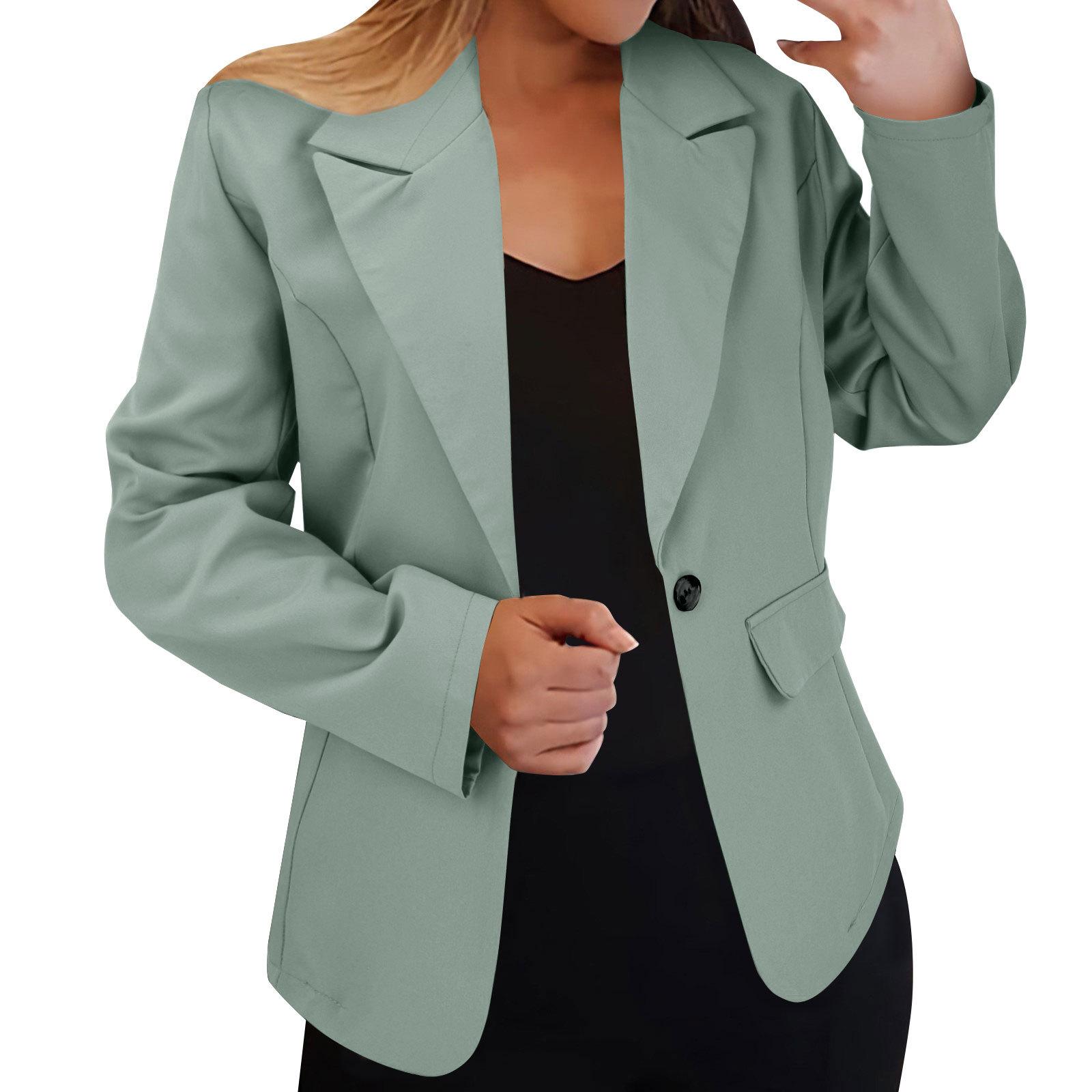 Damen Oversize Blazer Jacke Business Anzug Mantel Revers Langarm Solide Knopfleiste Lässig Elegant Mantel Trendy Loose Outwear S saure grüne