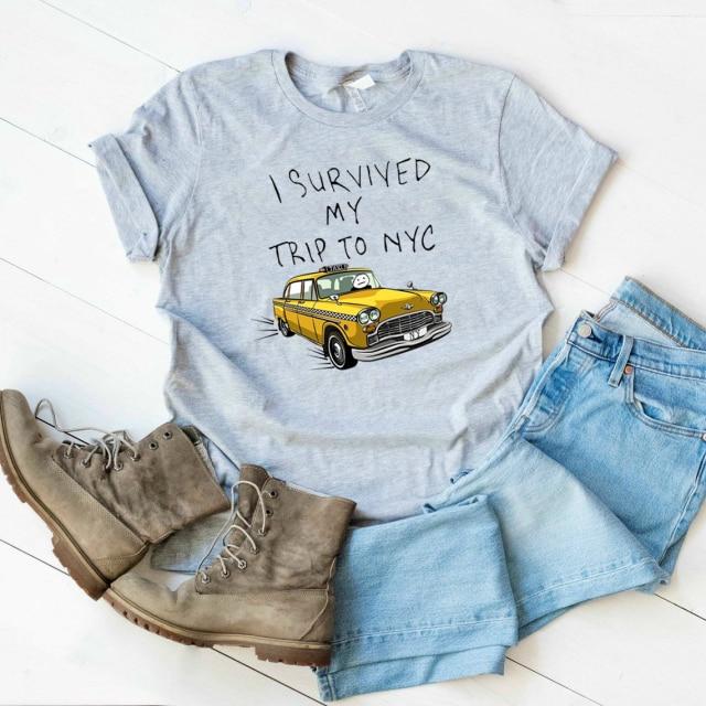 Tom Holland Same Style Tees I Survived My Trip To NYC Print T-Shirt Sommer Casual Streetwear Männer Frauen Unisex Mode T-Shirt Top XXXL graue