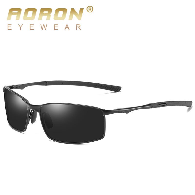 AORON Polarisierte Sonnenbrille für Herren/Damen, Sonnenbrille mit Metallrahmen, UV400, blendfreie Sonnenbrille Without Case schwarz