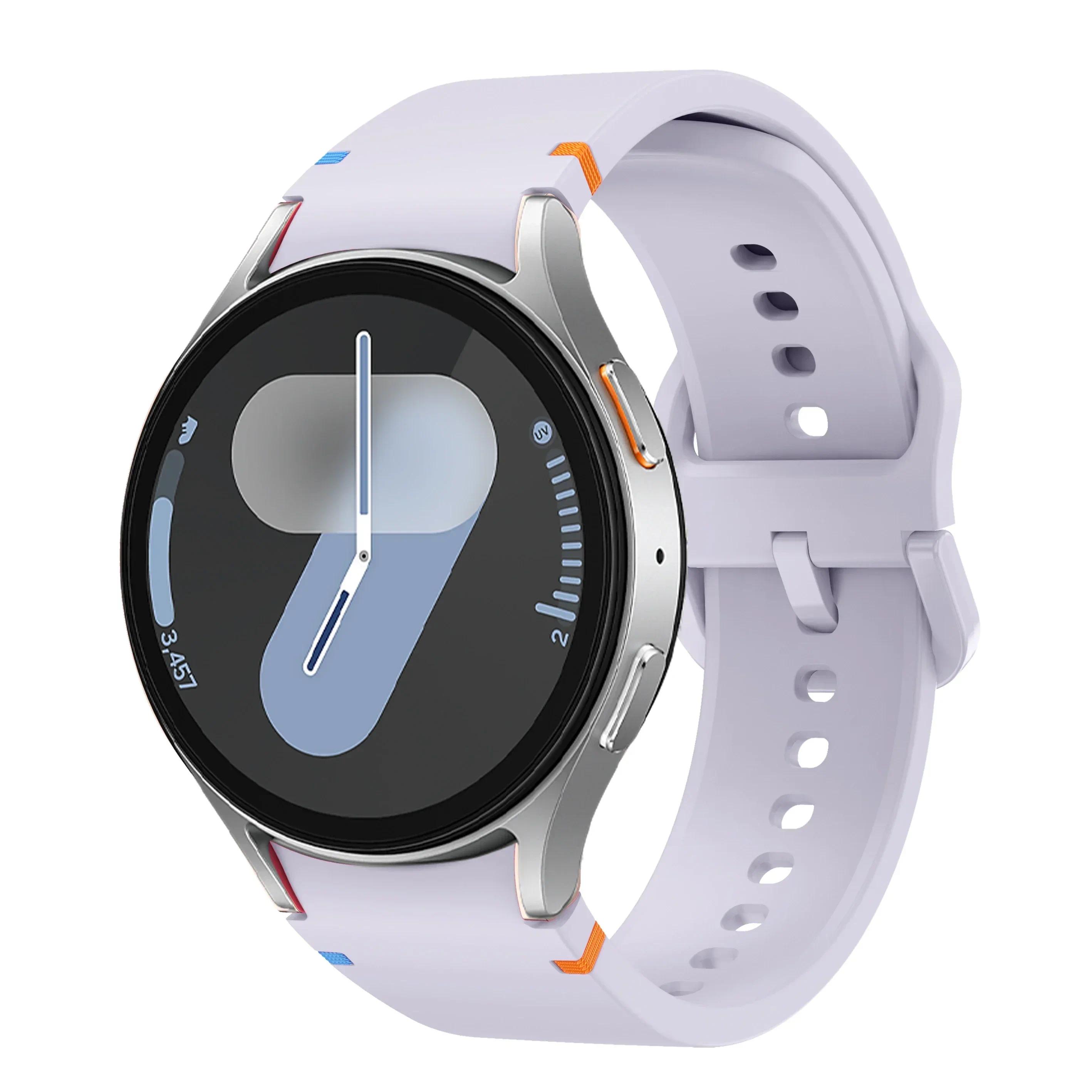 Neues Original-Silikonarmband für Samsung Watch 7 6 5 Pro 44mm 40mm 45mm Sportarmband für Galaxy Watch 6Classic 43mm 47mm Armband Galaxy Watch 5 Pro violett
