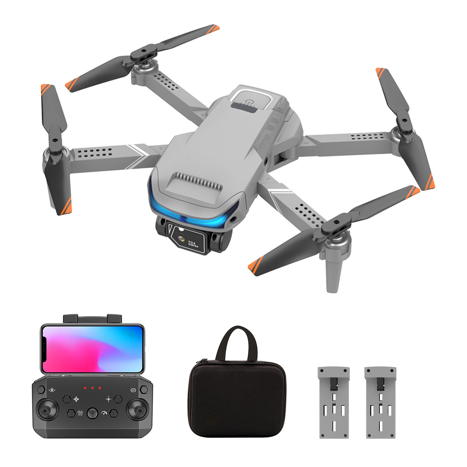 Ferngesteuerte Mini-Drohne mit Dual-Kamera, 4K faltbarer kopfloser Quadrocopter mit Hindernisvermeidung Dual Camera Optical Flow Positioning 2 Battery hellgrau