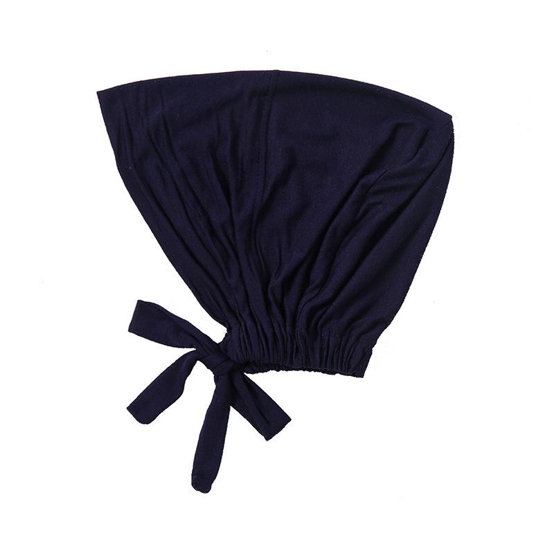 Modalisierte Baumwolle Mercerisiert Elastischer Kordelzug Basecap Einfarbig Damen Hijab navy blau