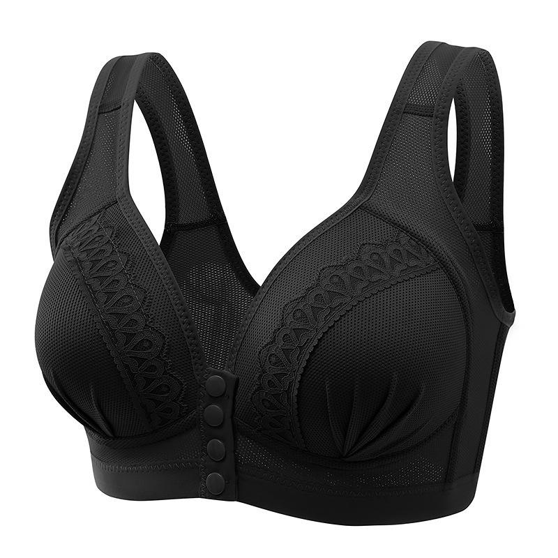 Sexy BH mit vorderem Verschluss, Damen-BH mit vorderer Befestigung, kabellose BHs für Frauen, Push-Up-Dessous, Büstenhalter in Übergröße, kein Stahlring-BH 36/80BC schwarz