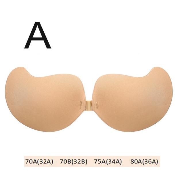 Frauen Bruststraffung Unsichtbare Selbstklebende Silikongel Unsichtbare BHs Push-Up-BHs Atmungsaktiv A beige