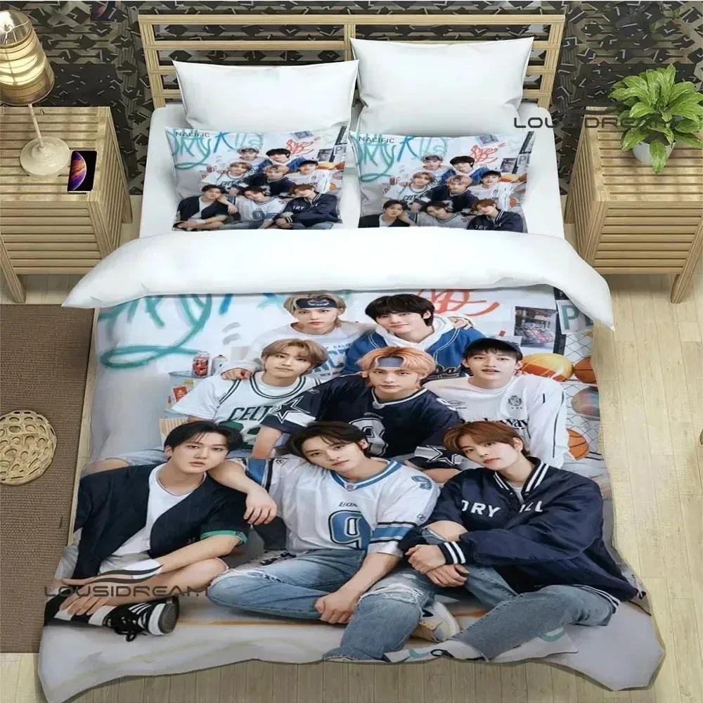 KPOP S-Stray-K-Kids Druck Bettwäsche-Sets Exquisites Bettwaren-Set Bettbezug Bettdecke Bettwäsche-Set Luxuriöses Geburtstagsgeschenk 70x133cm 3pcs