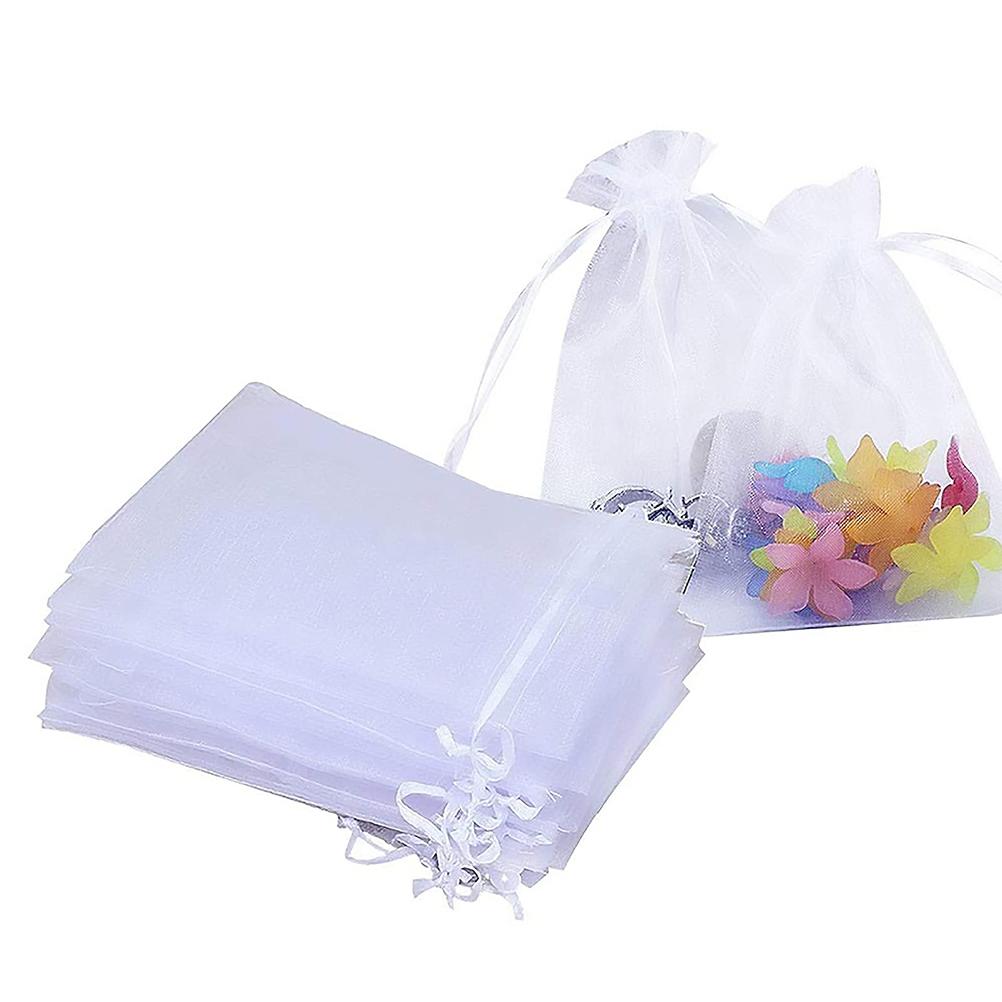 100 Pcs Weiß Organza Geschenk Beutel Taschen 10x15cm Sachets Kordelzug Taschen Hochzeit Organza Beutel für