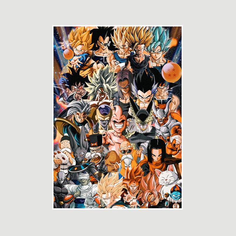 Klassische Anime Dragon Ball Poster Weißes Papier Vintage Poster Dekor HD gedruckte Wandkunst Malerei Innenwandbild Wohnzimmer Dekoration Bilder 42x30cm